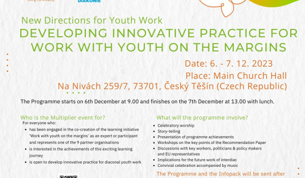 Invitation to an important event: New Directions for Youth Work -  Developing Innovative Practice for Work with Youth on the Margins,  6 - 7. 12. 2023, Cesky Tesin, Czechia
